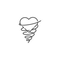 amor tornado, giro del corazón. plantilla de logotipo de icono de vector