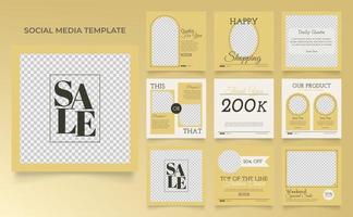 social media template banner fashion sale promotion in yellow white color vector