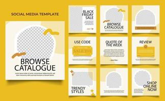 social media template banner fashion sale promotion in yellow white color vector