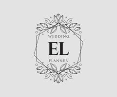 EL Initials letter Wedding monogram logos collection, hand drawn modern minimalistic and floral templates for Invitation cards, Save the Date, elegant identity for restaurant, boutique, cafe in vector