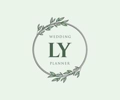 LY Initials letter Wedding monogram logos collection, hand drawn modern minimalistic and floral templates for Invitation cards, Save the Date, elegant identity for restaurant, boutique, cafe in vector