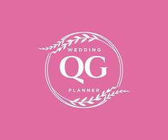 QG Initials letter Wedding monogram logos collection, hand drawn modern minimalistic and floral templates for Invitation cards, Save the Date, elegant identity for restaurant, boutique, cafe in vector