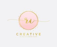 Initial RI feminine logo. Usable for Nature, Salon, Spa, Cosmetic and Beauty Logos. Flat Vector Logo Design Template Element.