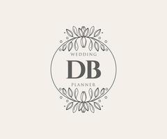 DB Initials letter Wedding monogram logos collection, hand drawn modern minimalistic and floral templates for Invitation cards, Save the Date, elegant identity for restaurant, boutique, cafe in vector