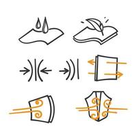 hand drawn doodle Simple Set of Fabric Properties symbol illustration vector