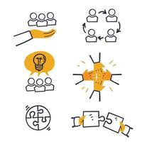 hand drawn doodle Set of Team Work Related illustration vector