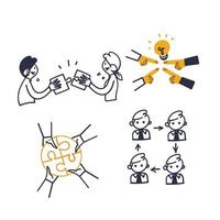 hand drawn doodle Set of Team Work Related illustration vector