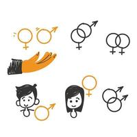 hand drawn doodle Simple Set of Gender Related illustration vector