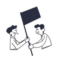 hand drawn doodle hand holding flag together illustration vector