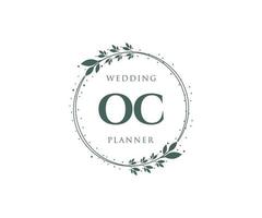 colección de logotipos de monograma de boda con letras iniciales oc, plantillas florales y minimalistas modernas dibujadas a mano para tarjetas de invitación, guardar la fecha, identidad elegante para restaurante, boutique, café en vector