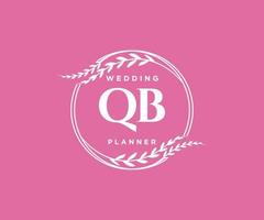 colección de logotipos de monogramas de boda con letras iniciales qb, plantillas florales y minimalistas modernas dibujadas a mano para tarjetas de invitación, guardar la fecha, identidad elegante para restaurante, boutique, café en vector