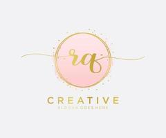 Initial RQ feminine logo. Usable for Nature, Salon, Spa, Cosmetic and Beauty Logos. Flat Vector Logo Design Template Element.