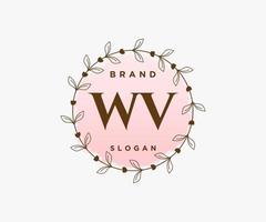 Initial WV feminine logo. Usable for Nature, Salon, Spa, Cosmetic and Beauty Logos. Flat Vector Logo Design Template Element.