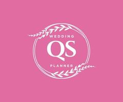 colección de logotipos de monograma de boda con letras iniciales qs, plantillas florales y minimalistas modernas dibujadas a mano para tarjetas de invitación, guardar la fecha, identidad elegante para restaurante, boutique, café en vector