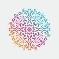 Round gradient mandala on white isolated background. Vector boho mandala and pink colors. Mandala vector with floral patterns.