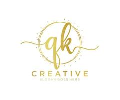 Initial QK feminine logo. Usable for Nature, Salon, Spa, Cosmetic and Beauty Logos. Flat Vector Logo Design Template Element.