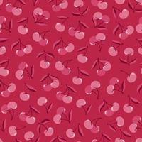 Seamless pattern of cherries in color Viva Magenta vector