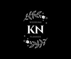 colección de logotipos de monograma de boda con letras iniciales kn, plantillas florales y minimalistas modernas dibujadas a mano para tarjetas de invitación, guardar la fecha, identidad elegante para restaurante, boutique, café en vector