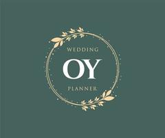 OY Initials letter Wedding monogram logos collection, hand drawn modern minimalistic and floral templates for Invitation cards, Save the Date, elegant identity for restaurant, boutique, cafe in vector