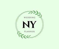 colección de logotipos de monograma de boda con letras iniciales de ny, plantillas florales y minimalistas modernas dibujadas a mano para tarjetas de invitación, guardar la fecha, identidad elegante para restaurante, boutique, café en vector