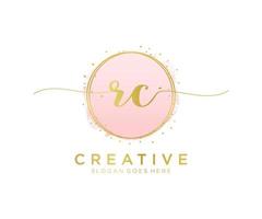 Initial RC feminine logo. Usable for Nature, Salon, Spa, Cosmetic and Beauty Logos. Flat Vector Logo Design Template Element.