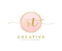 Initial RT feminine logo. Usable for Nature, Salon, Spa, Cosmetic and Beauty Logos. Flat Vector Logo Design Template Element.