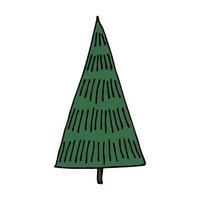 clipart dibujado a mano del árbol de navidad. garabato de abeto. elemento único para tarjeta, impresión, web, diseño, decoración vector