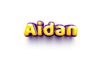 names of boy English helium balloon shiny celebration sticker 3d inflated Aidan png