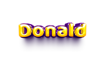 names of boy English helium balloon shiny celebration sticker 3d inflated Donald png