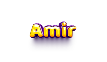 names of boy English helium balloon shiny celebration sticker 3d inflated Amir png