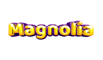 etiqueta engomada del nombre de las niñas coloridas fiesta globo cumpleaños helio aire llamativas amarillas moradas recorte magnolia png
