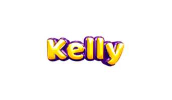 girls name sticker colorful party balloon birthday helium air shiny yellow purple cutout Kelly png