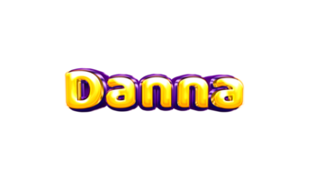 girls name sticker colorful party balloon birthday helium air shiny yellow purple cutout Danna png