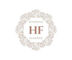 colección de logotipos de monograma de boda con letras iniciales hf, plantillas florales y minimalistas modernas dibujadas a mano para tarjetas de invitación, guardar la fecha, identidad elegante para restaurante, boutique, café en vector