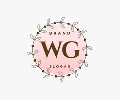 Initial WG feminine logo. Usable for Nature, Salon, Spa, Cosmetic and Beauty Logos. Flat Vector Logo Design Template Element.