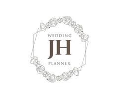 JH Initials letter Wedding monogram logos collection, hand drawn modern minimalistic and floral templates for Invitation cards, Save the Date, elegant identity for restaurant, boutique, cafe in vector