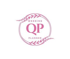 QP Initials letter Wedding monogram logos collection, hand drawn modern minimalistic and floral templates for Invitation cards, Save the Date, elegant identity for restaurant, boutique, cafe in vector