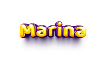 names of girls English helium balloon shiny celebration sticker 3d inflated Marina png