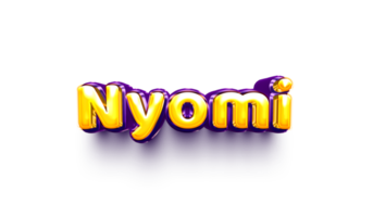 names of girls English helium balloon shiny celebration sticker 3d inflated Nyomi png