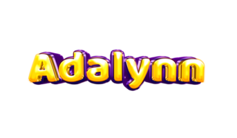 girls name sticker colorful party balloon birthday helium air shiny yellow purple cutout Adalynn png