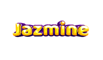 girls name sticker colorful party balloon birthday helium air shiny yellow purple cutout Jazmine png