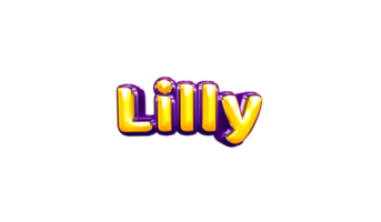 girls name sticker colorful party balloon birthday helium air shiny yellow purple cutout Lilly png