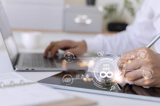 concepto devops, desarrollo de software y operaciones de ti, programación ágil foto