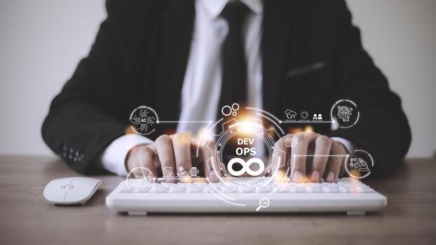 concepto devops, desarrollo de software y operaciones de ti, programación ágil foto