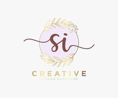 Initial SI feminine logo. Usable for Nature, Salon, Spa, Cosmetic and Beauty Logos. Flat Vector Logo Design Template Element.