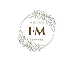 FM Initials letter Wedding monogram logos collection, hand drawn modern minimalistic and floral templates for Invitation cards, Save the Date, elegant identity for restaurant, boutique, cafe in vector