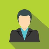 Young dark haired man in a suit icon, flat style vector