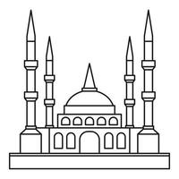 icono de la mezquita musulmana, estilo de esquema vector