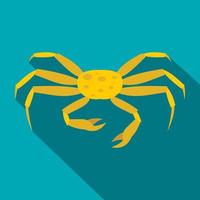 Yellow crab icon, flat style vector