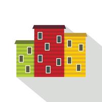 Multicolored argentine houses icon, flat style vector